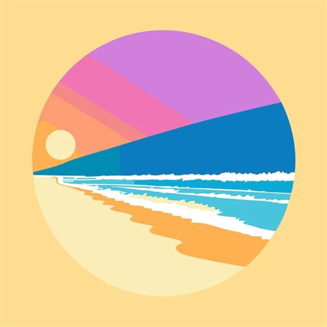 Retro Sonnenuntergang Logo über dem Ozean mit Sonnen und