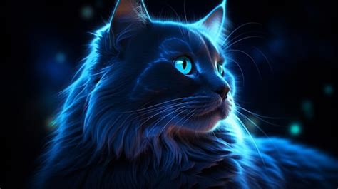 Bioluminescent blue cat glowing animals wallpaper image AI generated ...