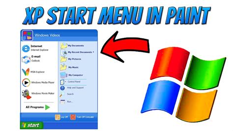 How To Draw Windows XP Start Menu In MS Paint Realistic Drawing