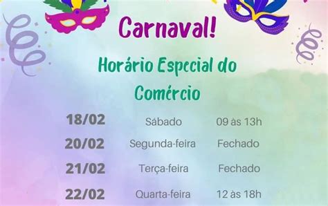 A Voz de Ibaiti e Região CARNAVAL Horário do comercio e bancos em