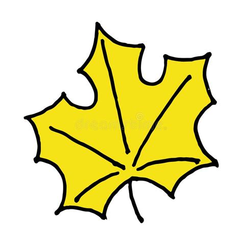 Hand Drawn Yellow Maple Leaf Doodle Illustration Stock Illustration