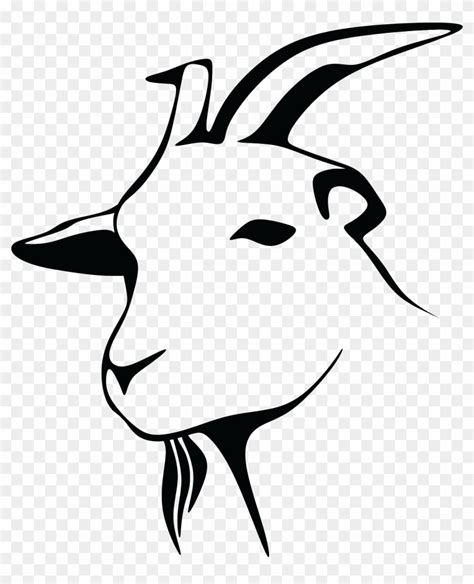 Free Clipart Of A Black And White Goat Head - Goat Line Art - Free Transparent PNG Clipart ...