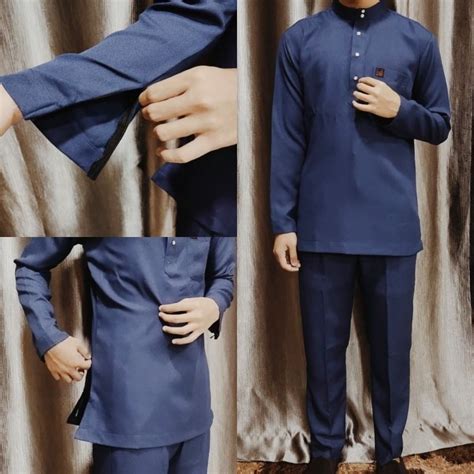 Baju Melayu Slim Fit 3 Zip Exclusive Cekak Musang Free Butang Shopee Malaysia