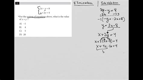 2x Y 8 X 2y 4 For The System Of Equations Above What Is The