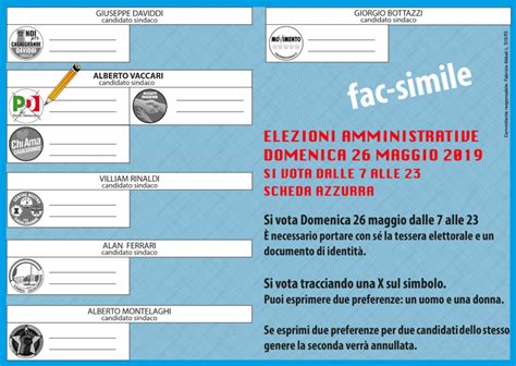 Fac Simile Scheda Elettorale Amministrative Del 26 Maggio 2019 Pd