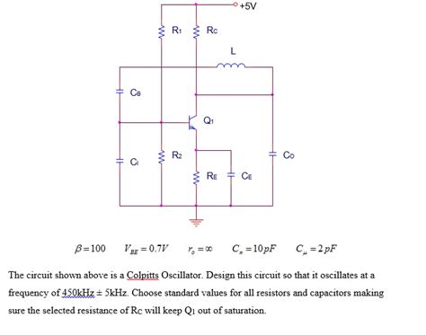 Solved The Circuit Shown Above Is A Colpitts Oscillator Chegg