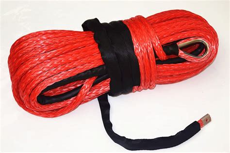 Red 14 Mm Synthetic Winch Rope UHMWPE Rope For Electric Winch Plasma