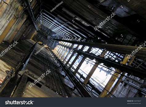 View Up An Old Freight Elevator Shaft Stock Photo 53474647 Shutterstock