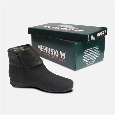 Mephisto Ladies Fiducia Black Nubuck Zip Boots