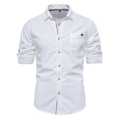 Chemise Homme Chemise Homme Manches Longues Couleur Unie Regular Fit Chemise Homme En Coton Avec