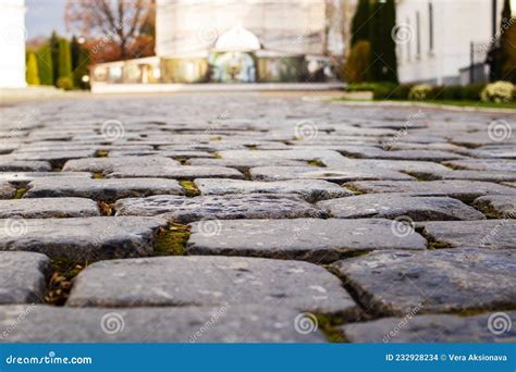 Cobblestone Paving From Gray Stones Close Up Stock Photo Image Of