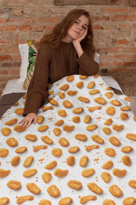 Chicken Nugget Velveteen Plush Blanket, Funny Food Throw, Dorm Decor, Foodie Blanket Gift, Picky ...