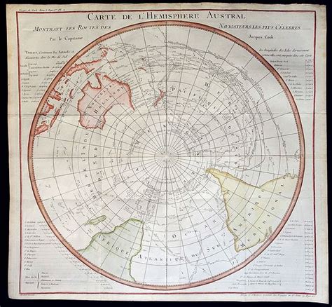 Carte De L Hemisphere Austral Montrant Les Routes Des Navigateurs Les