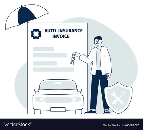 Auto Insurance Invoice Car Repair Agreement Vector Image