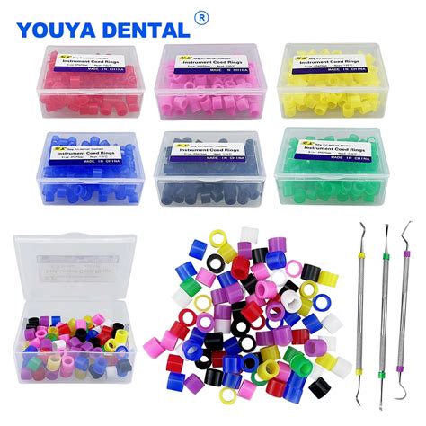 100Pcs Box Dental Color Code Rings Plastic Identification Circle