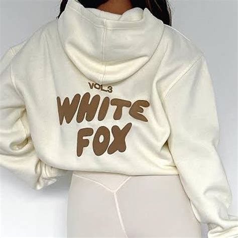 White Fox Hoodie Cream Size S M Rare Depop