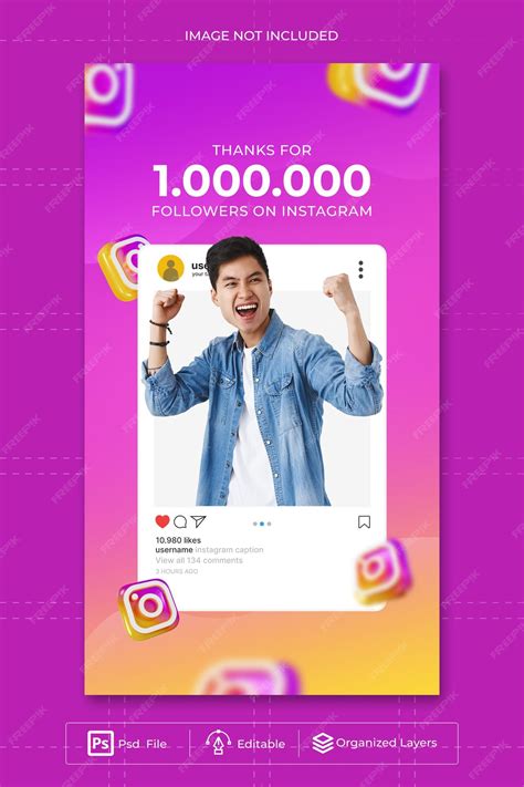 Premium PSD | Psd says celebration of 1 million followers on instagram