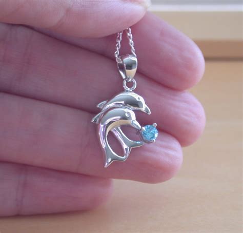 Sterling Silver Cz Dolphin Pendant And Chain Dolphin Necklace Uk