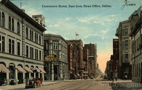 Commerce Street, East from News Office Dallas, TX Postcard