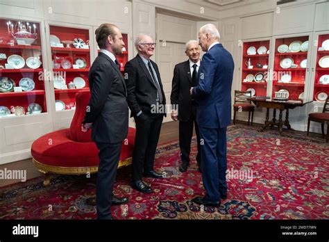 Reportage: President Joe Biden greets Director Barry Levinson, actor ...