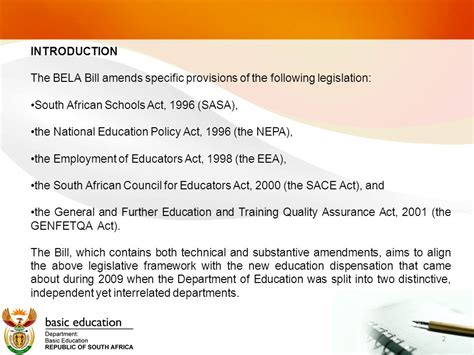 Introduction The Bela Bill Amends Specific Provisions Of The