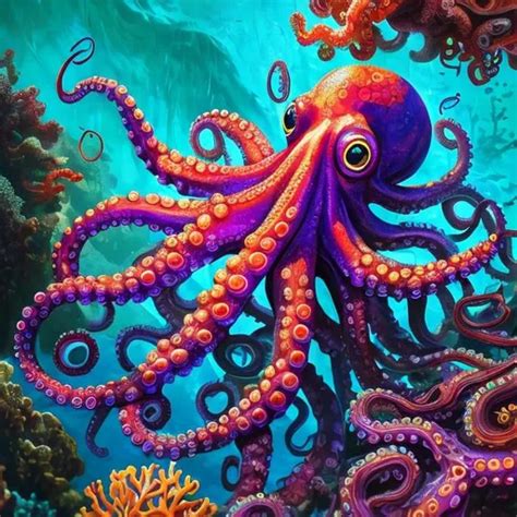 Vibrant Octopus Swimming Amid Lush Coral Reefs Unde Openart