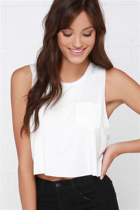 Cute Ivory Top Crop Top Crop Tee Muscle Tee 24 00 Lulus