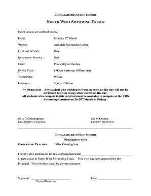 Fillable Online Orth West Swimming Trials Coonabarabranhighcom Fax