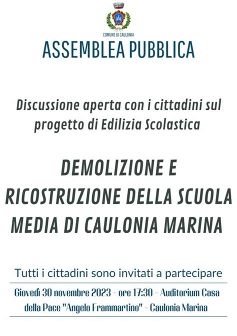 Rifacimento della scuola media di Caulonia marina se ne discuterà in