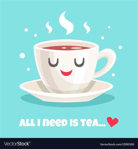 Cute Teacup Black Tea Royalty Free Vector Image