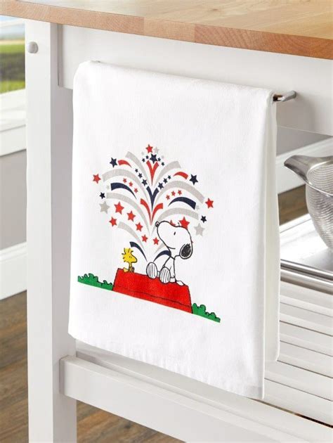 Peanuts Snoopy And Woodstock Americana Cotton Flour Sack Kitchen Towel