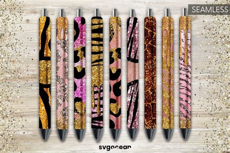 Pen Wraps Leopard Glitter Bundle Graphic By SvgOcean Creative Fabrica