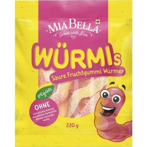 Mia Bella Würmis Sour Fruit Gummy Worms 220 G Piccantino Online Shop Uk