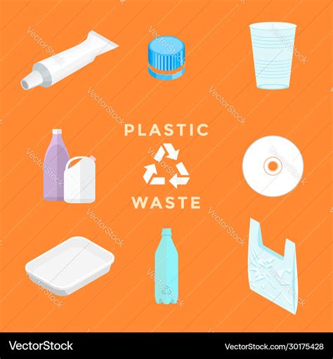 Recycle plastic waste management set Royalty Free Vector