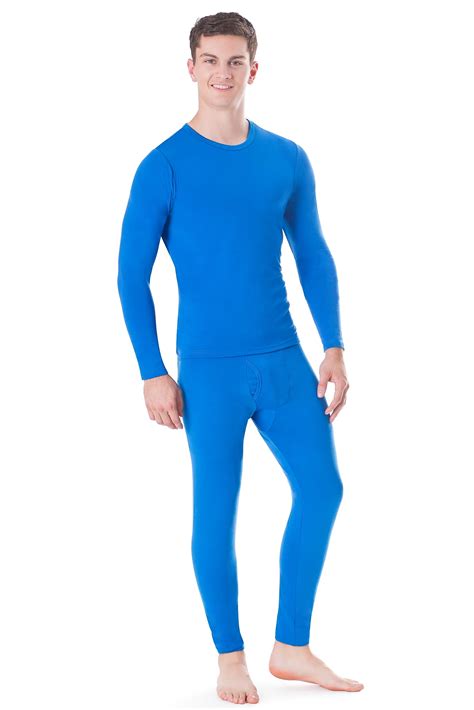 Rocky Mens Thermal Underwear Set Insulated Top And Bottom Base Layer For Cold Weather Blue Small