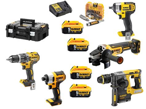 DEWALT ZESTAW NARZĘDZI AKUMULATOROWYCH 18V COMBO 5SZT 4X5AH LI ION