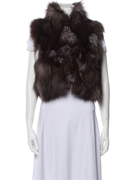 Adrienne Landau Fox Fur Jacket Brown Jackets Clothing ADR29679