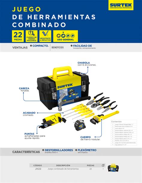 Surtek JH22 JH22 TRUPER Juego Combinado De Herramienta Con Caja