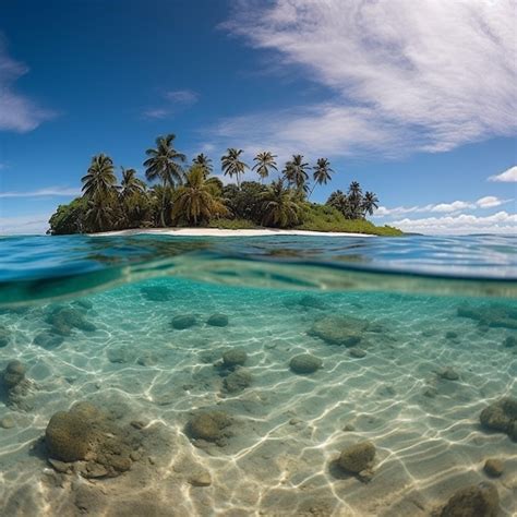 Una Isla Tropical Con Fondo De Arena Y Una Isla Tropical Al Fondo