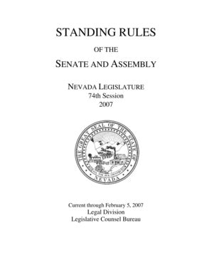 Fillable Online Leg State Nv Standing Rules Of The Senate And Assembly