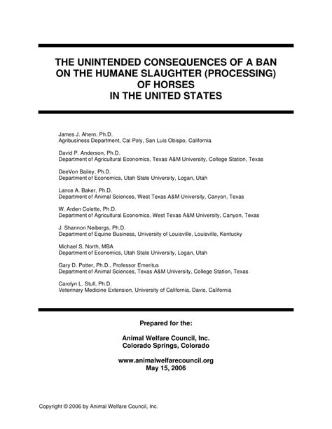 Pdf The Unintended Consequences Of A Ban On The Humane Slaughter