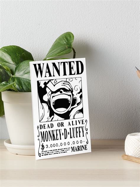 "Luffy Wanted Poster - Black Vector - No Background" Art Board Print ...