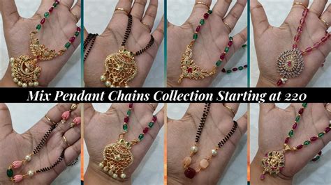 Beads Pendant Chains Mix Collections Nallapusalu Stone Lakshmi