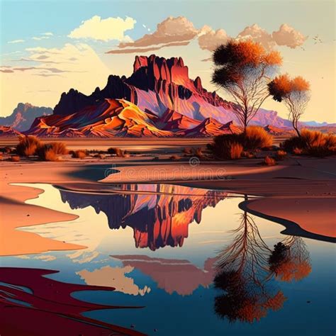 Casein paint Landscape Art stock illustration. Illustration of peaceful ...