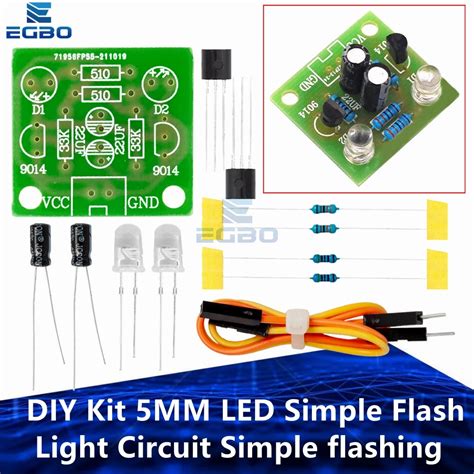 Diy Kit 5mm Led Simple Flash Light Circuit Simple Flashing Leds Circuit Board Kits Electronic