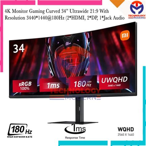 Jual 4K Monitor Gaming Curved 34 Inch Ultrawide 21:9 With Resolution ...