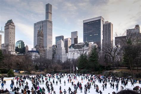 Beautiful View Of People Ice Skating In Central Park Nyc Editorial