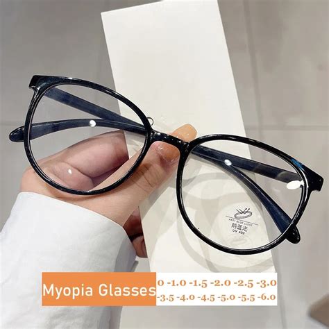 Round Myopia Glasses For Women Men Luxury Trend Anti Blue Light Minus