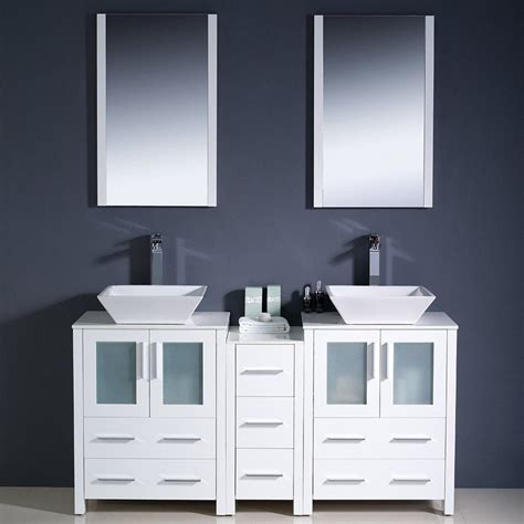 Fresca Torino White Modern Double Sink Bathroom Vanity W Side