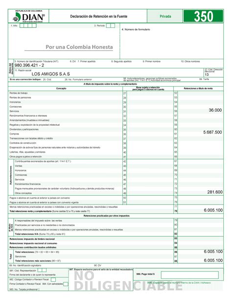 Formulario Declaraci N De Retenci N En La Fuente Base Sujeta